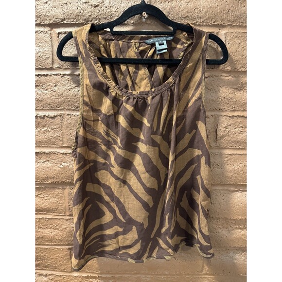 Marc By Marc Jacobs Shirt Women Brown Wool Blend Animal Print Top Blouse size S - Picture 1 of 6